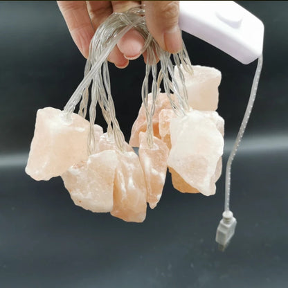 Royaleva Himalayan Salt String Lights - Portable Warm Amber Decor, Natural Crystal - Default Title