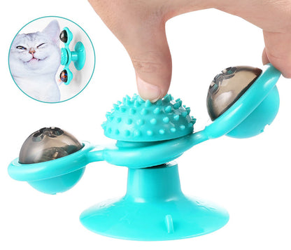 Pawellure Interactive Cat Windmill Toy with Catnip & Glow-in-the-Dark Ball - Multi-Function Scratching & Grooming Tool for Cats