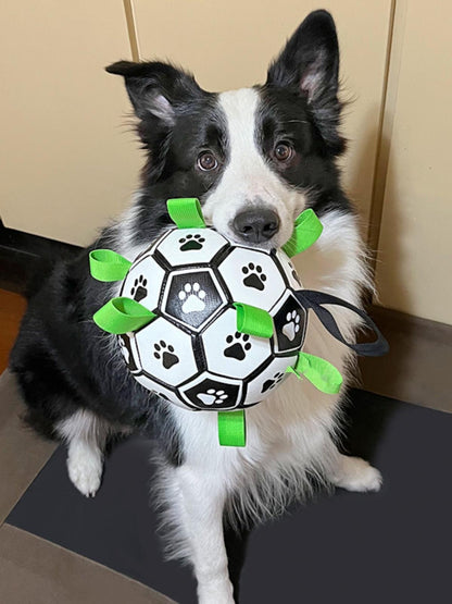 Pawelux Interactive Dog Soccer Ball with Easy Grip Straps – Durable, Safe & Fun Outdoor Pet Toy