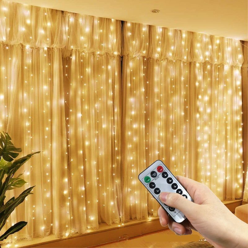 Royelux 3x6m Decorative Curtain LED Lights - Remote-Controlled Festive Ambience - 3 x 1m 100LEDs / Cool white