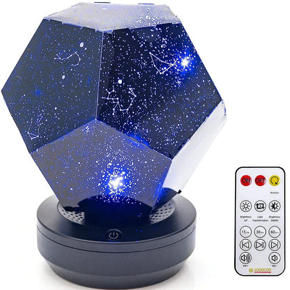 Galaxy star night light projector with Bluetooth, multi-color, adjustable brightness, and USB rechargeable battery, perfect for bedrooms and relaxation.