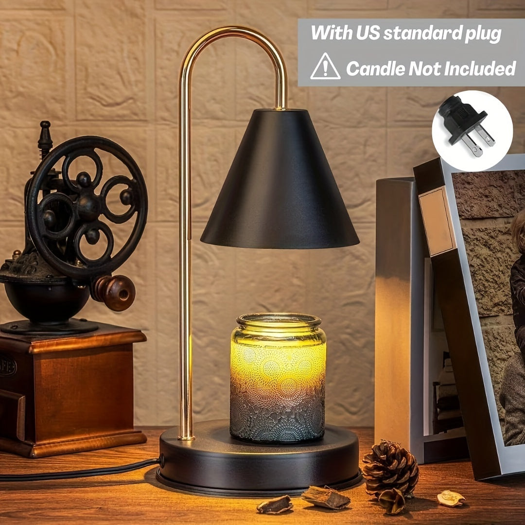 Elegant matte black candle heater lamp with swing arm and dimmable heat for safe, smoke-free candle warming, ideal for all jar candles.