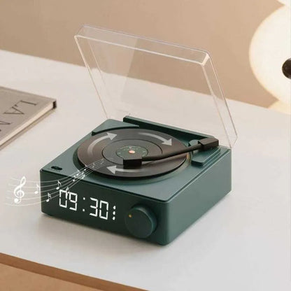 Retro Bluetooth Speaker – Vinyl-Inspired Portable Stereo with Alarm Clock & Rich Sound