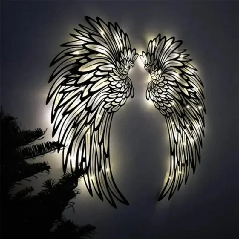 RoyaleGlow Illuminated Angel Wings Wall Art - LED Seraphic Home Décor for Serene Ambiance and Perfect Gift