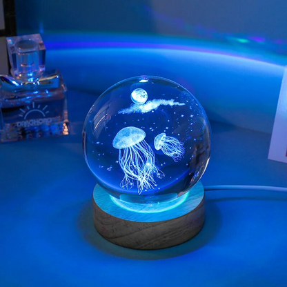 RoyaleGlow 3D Jellyfish Lamp - Laser Engraved Crystal Ball LED Night Light