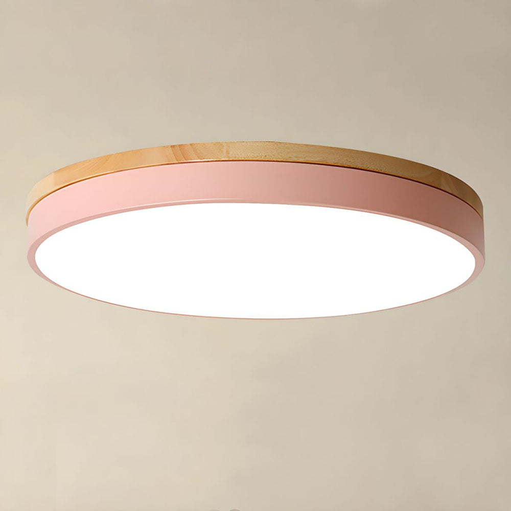 Royallure Organic Round Flush Mount Ceiling Light - Elegant LED Design - Yellow / D30cm*H6cm（18W) / Cold Light