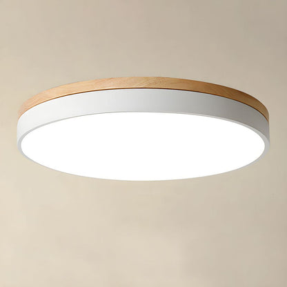 Royallure Organic Round Flush Mount Ceiling Light - Elegant LED Design - Yellow / D30cm*H6cm（18W) / Cold Light