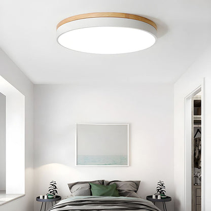 Royallure Organic Round Flush Mount Ceiling Light - Elegant LED Design - White / D30cm*H6cm（18W) / Cold Light