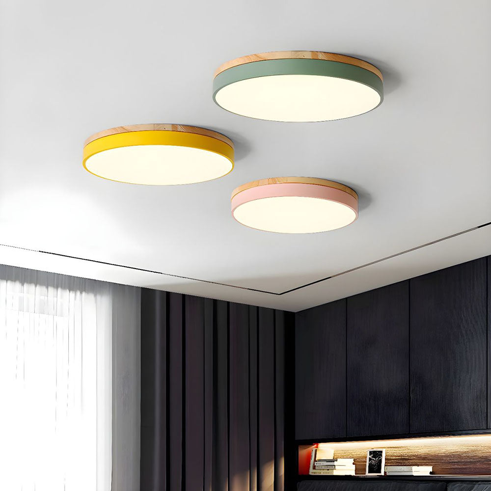 Royallure Organic Round Flush Mount Ceiling Light - Elegant LED Design - Yellow / D30cm*H6cm（18W) / Cold Light