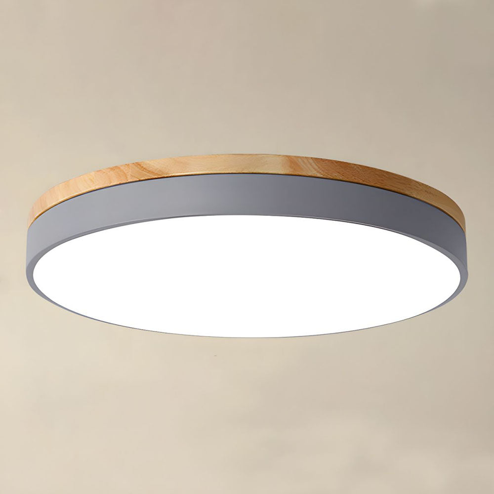 Royallure Organic Round Flush Mount Ceiling Light - Elegant LED Design - Grey / D30cm*H6cm（18W) / Cold Light