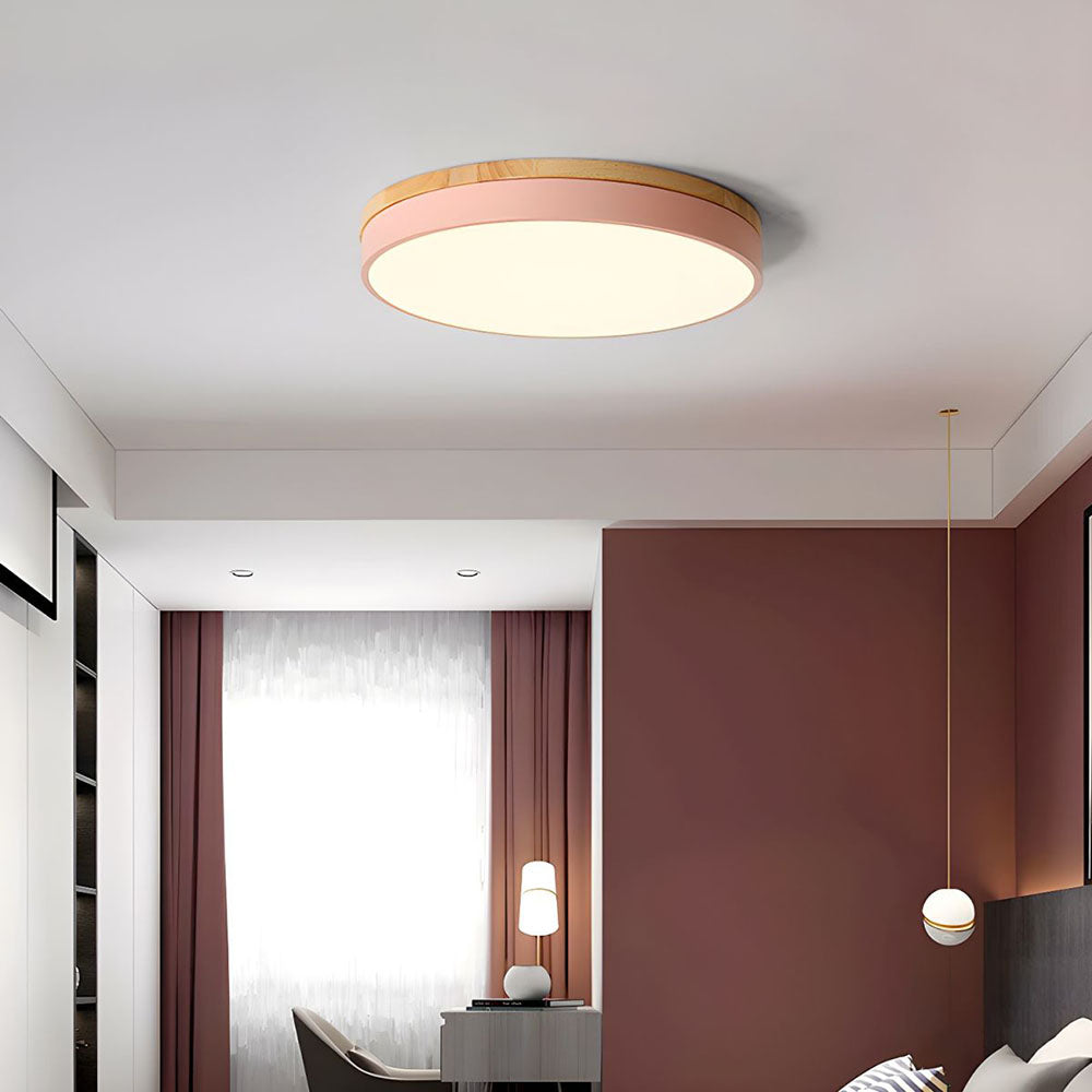 Royallure Organic Round Flush Mount Ceiling Light - Elegant LED Design - Pink / D30cm*H6cm（18W) / Cold Light