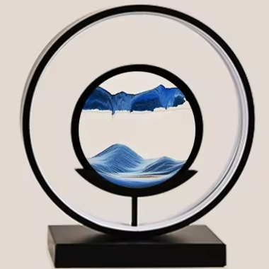 Enchanting Horizon Sand Art LED Lamp - Ambient Tabletop Light for Home Decor - Black / Ocean Blue