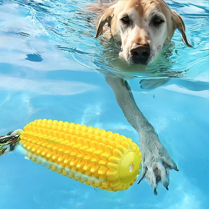 Furora Durable Corn Stick Dog Chew Toy - Squeaky, Dental Health & Water Floating for Aggressive Chewers