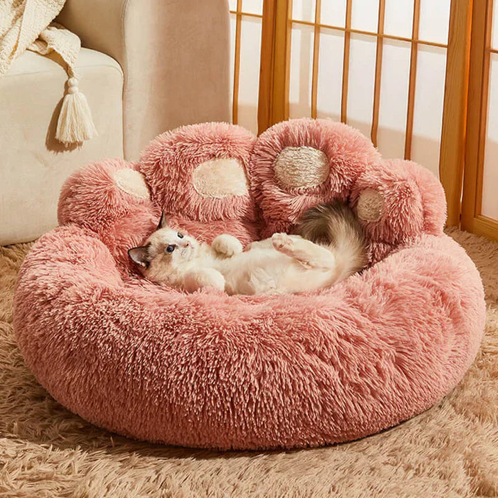 Furora Orthopedic Calming Round Pet Bed - Plush Bear Paw Design for Dogs & Cats, Joint Pain Relief, Machine Washable, Multiple Sizes