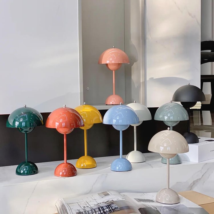 Cordless Mushroom Modern Table Lamp - Dimmable LED with 3 Color Modes