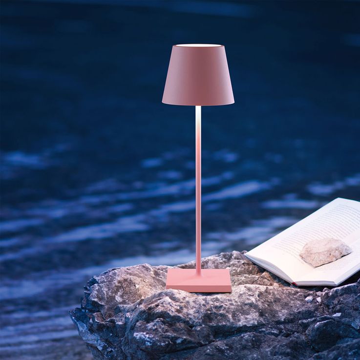 Modern dimmable tall table lamp with a sleek matte finish, touch-activated and USB-C rechargeable, providing adjustable warm lighting