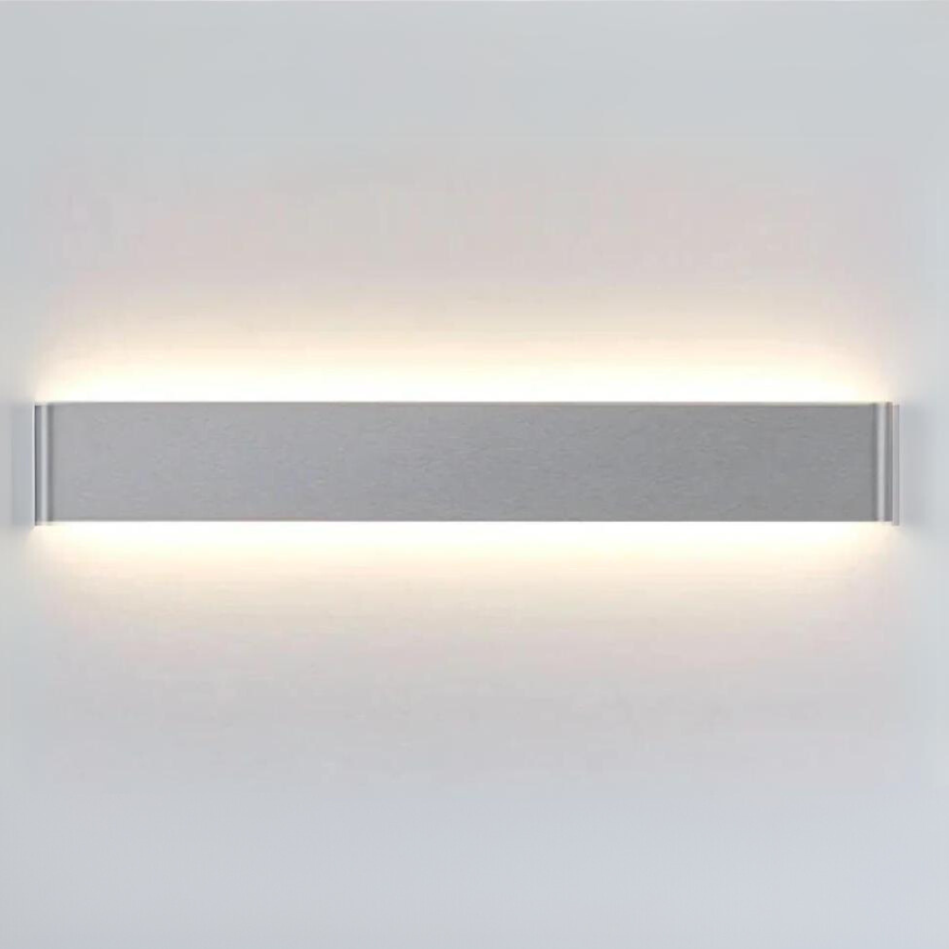 Modern Nordic LED wall sconce with brushed aluminum finish in living room setting.