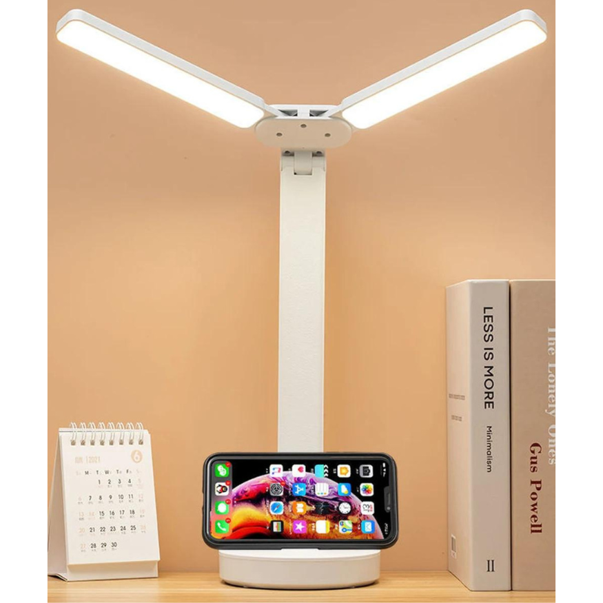 Adjustable Reading Lamp - Rechargeable Dimmable With Phone Stand