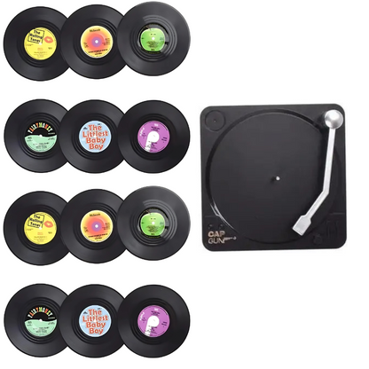 Rayvia Retro Vinyl Coasters Set for Stylish Table Protection