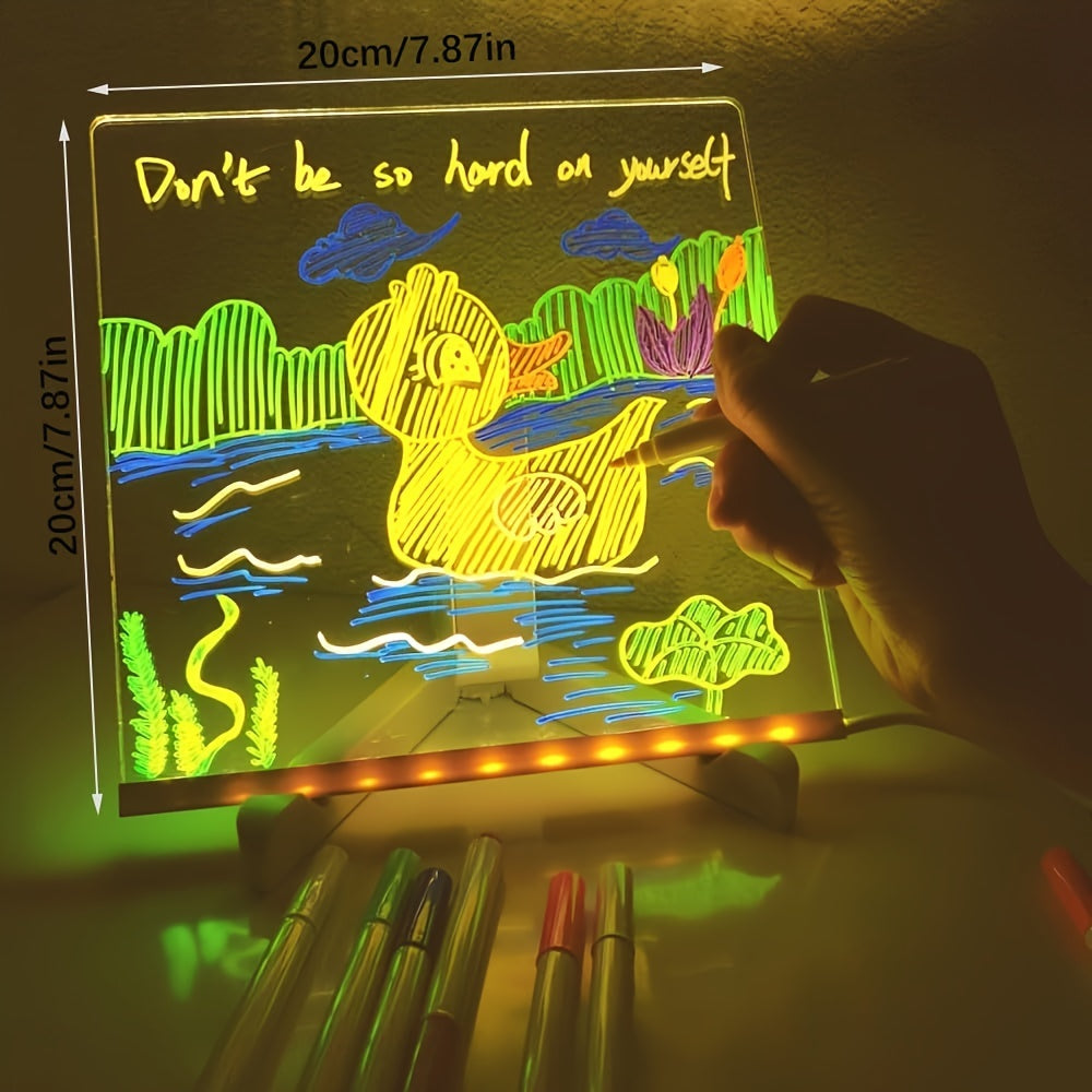 USB LED Note Board with 12 Color Pens - Glow Message Board for Office & Home - 30*20cm