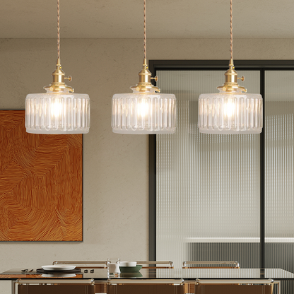 RoyaleGlow Stunning Cylinder Glass Pendant Light – Elegant Modern Illumination