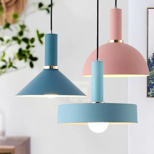 RoyaleGlow Chic Iron Pendant Lights in Trendy Macaron Colors - Cylinder / Ink