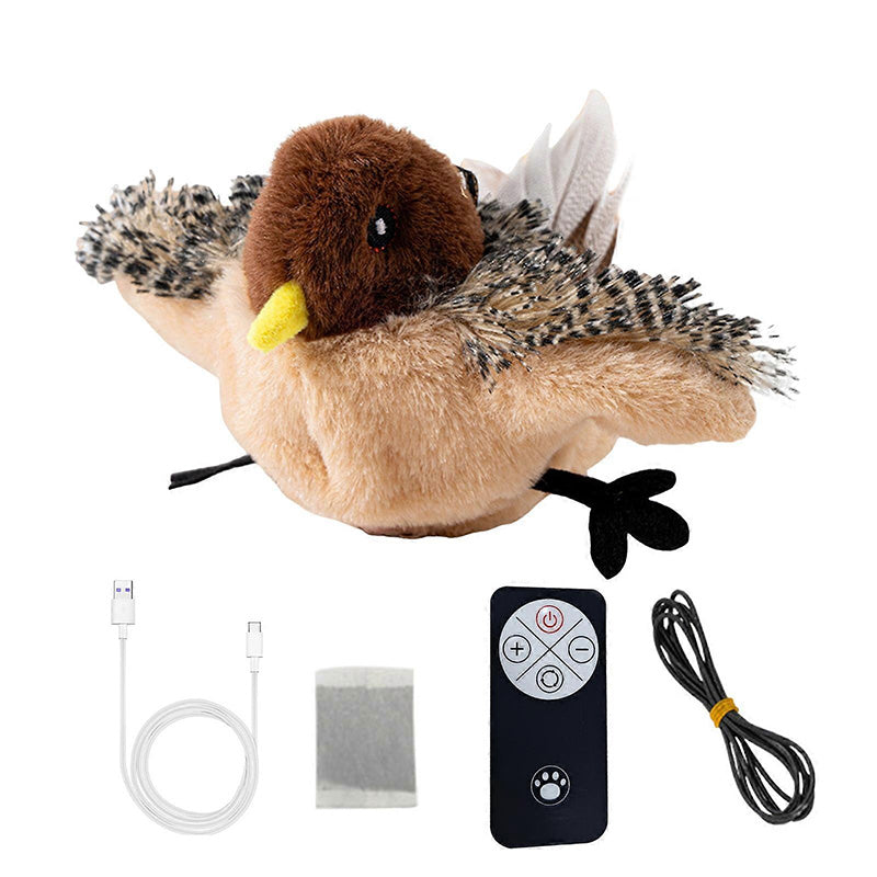 Pawellure Interactive Chirping Bird Cat Toy - USB Rechargeable with Nylatails Silvervine for Engaging Play and Natural Hunting Instincts