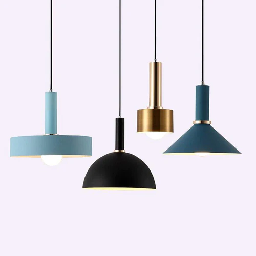 RoyaleGlow Chic Iron Pendant Lights in Trendy Macaron Colors - Cylinder / Ink