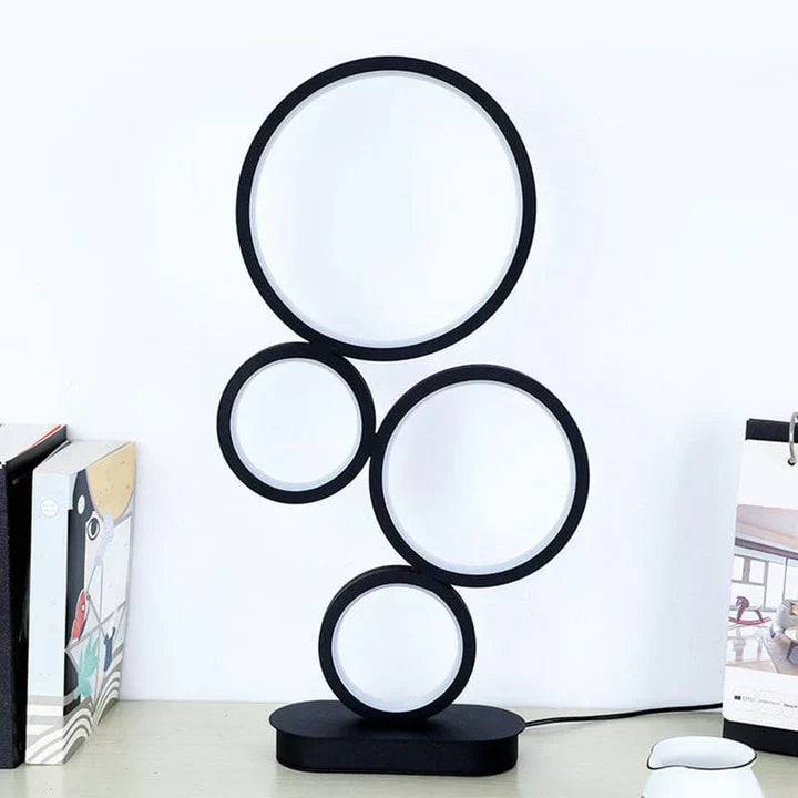 Royallure Simple Stacked Table Lamp with Round Base - Modern Minimalist Design - Warm