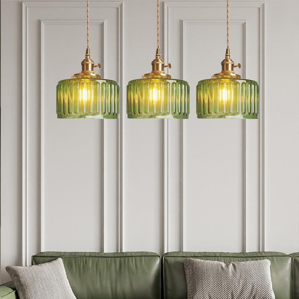 RoyaleGlow Stunning Cylinder Glass Pendant Light – Elegant Modern Illumination