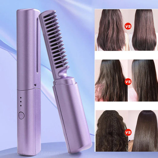 Royallure Cordless Hair Straightening Brush - Fast Heating, Frizz-Free Styling, & Long-Lasting Battery