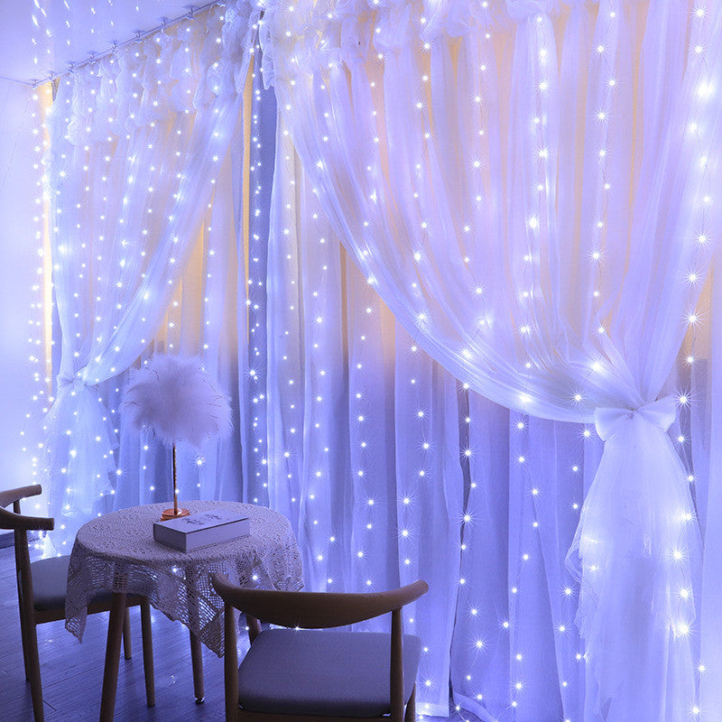 Royelux 3x6m Decorative Curtain LED Lights - Remote-Controlled Festive Ambience - 3 x 1m 100LEDs / Cool white