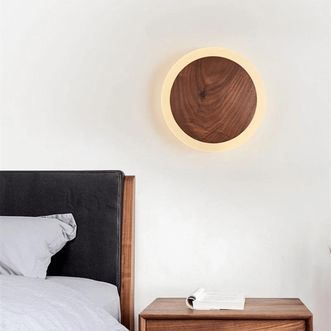 Nordic Walnut LED Wall Light - Modern Wood Accent Lighting - 20cm