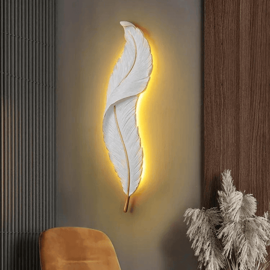 FeatherGlow Elegant Feather Wall Light - 90 CM