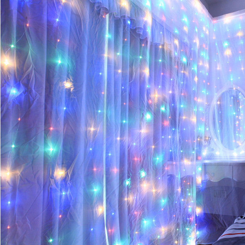 Royelux 3x6m Decorative Curtain LED Lights - Remote-Controlled Festive Ambience - 3 x 1m 100LEDs / Multicolor