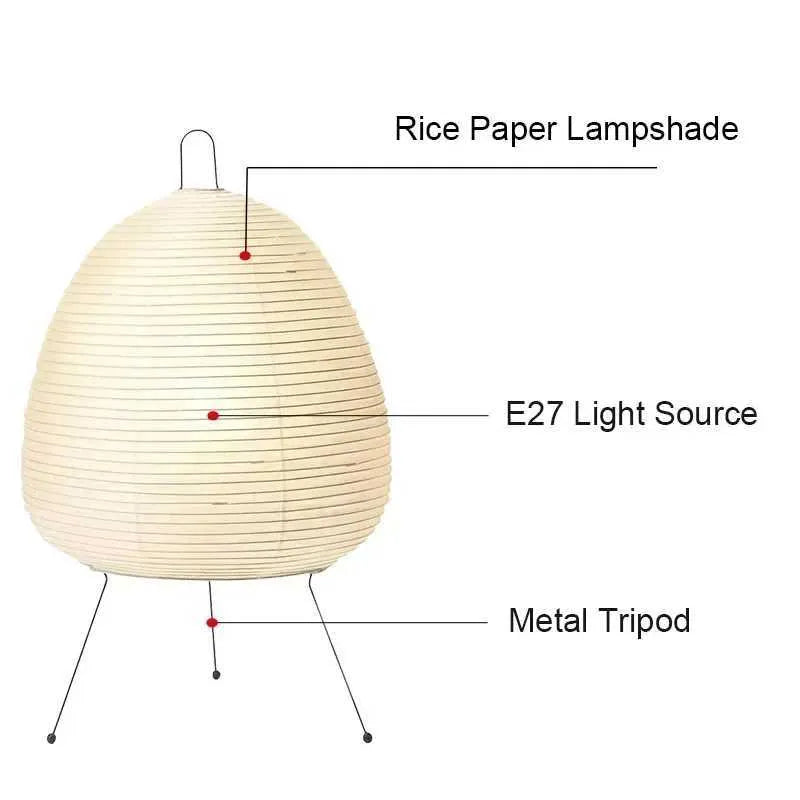 RoyaleGlow Akari Noguchi Table Lamp  – Japanese Washi Paper Lantern with Soft Ambient Glow