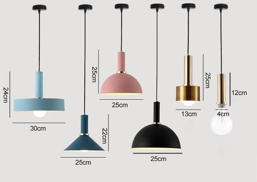 RoyaleGlow Chic Iron Pendant Lights in Trendy Macaron Colors - Cylinder / Ink