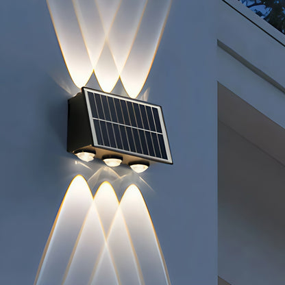 Royaleva Solar Powered Wall Sconce - Dual Mode LED Outdoor Light - 4 Bulbs