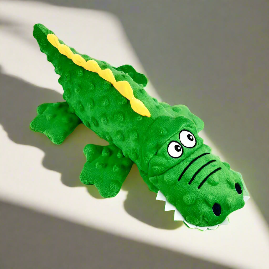 Pawellure Indestructible Squeaky Dog Toy – Tough Crocodile Plush for Aggressive Chewers