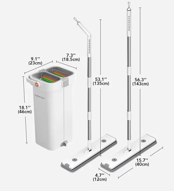 Royallure Effortless Floor Cleaning Squeeze Mop Set with Hands-Free Wringing and Dual-Use Reusable Pads
