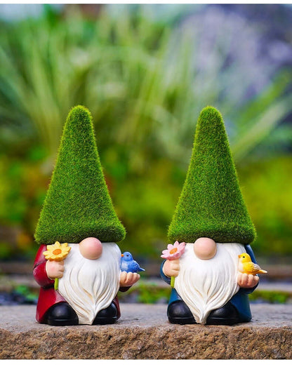 Royaleva Decorative Garden Elderly - Whimsical Resin Figurine for Indoor & Outdoor Spaces - Blue Clothing