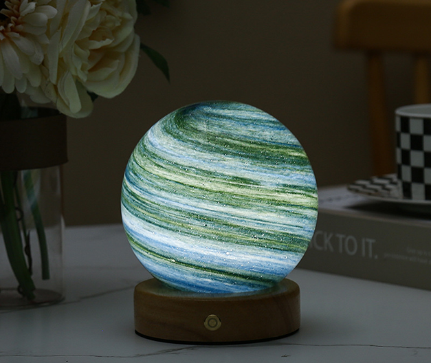 Royallure Glass Moon Sphere - Mesmerizing Lunar Lamp for Tranquil Ambiance - Aurora / 14cm / 5.5" / Tri-color dimmable (White&Warm&Natural)