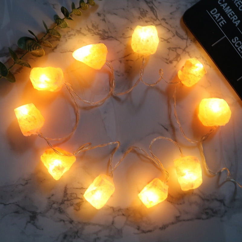 Royaleva Himalayan Salt String Lights - Portable Warm Amber Decor, Natural Crystal - Default Title