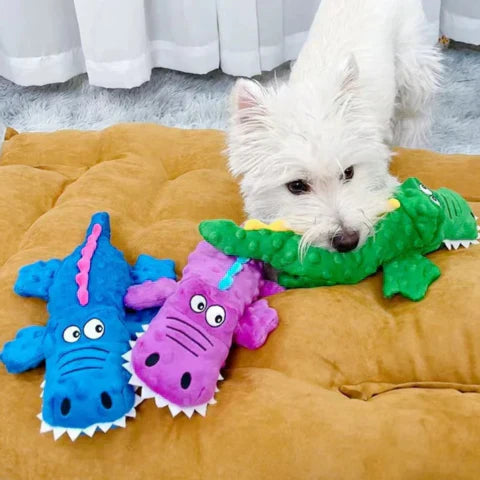 Pawellure Indestructible Squeaky Dog Toy – Tough Crocodile Plush for Aggressive Chewers