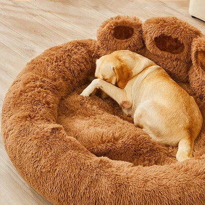 Furora Orthopedic Calming Round Pet Bed - Plush Bear Paw Design for Dogs & Cats, Joint Pain Relief, Machine Washable, Multiple Sizes