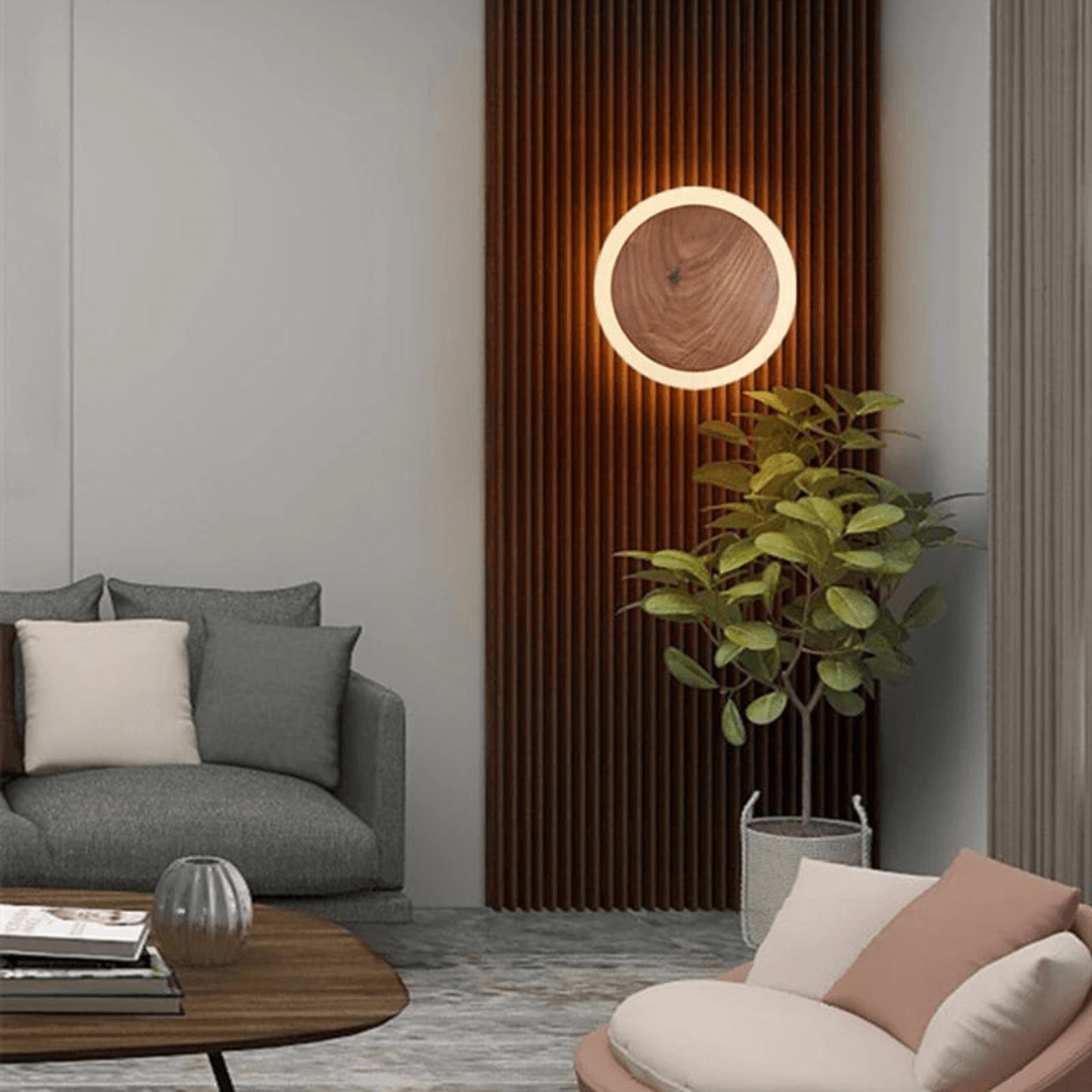 Nordic Walnut LED Wall Light - Modern Wood Accent Lighting - 20cm