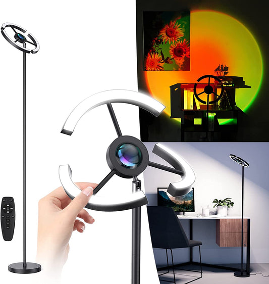 3-in-1 Rotatable Sunset Floor Lamp - 16 Color Changing Projector with Remote Control

