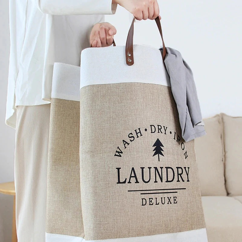 Rayvia Laundry Hamper - Chic Design with Durable Leather Handles