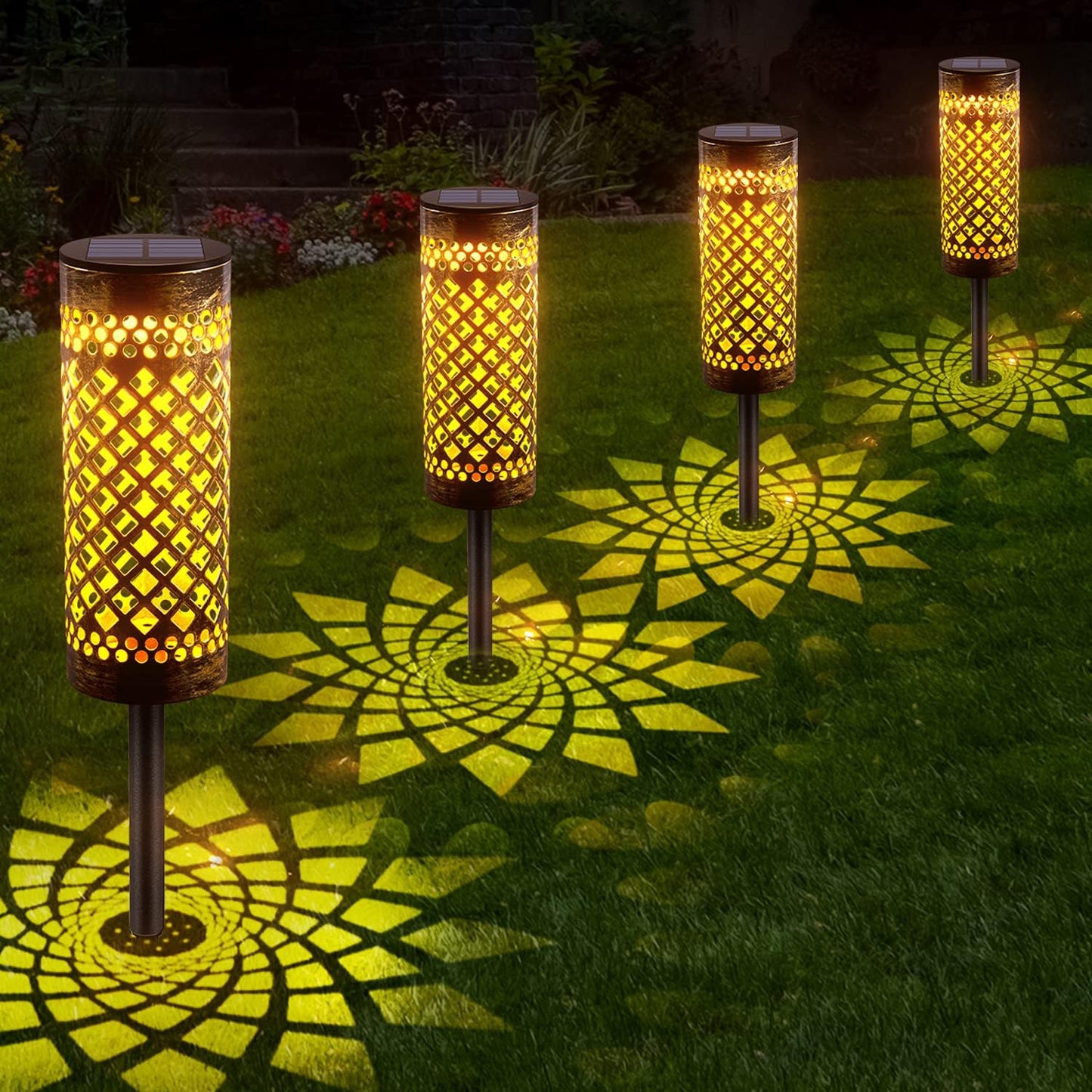 6 Pack Solar Pathway Lights Outdoor, Solar Lights Bright Metal Retro Solar Garden Lights Decorative Waterproof Solar Powered Led Landscape Lighting for Path Lawn Patio Yard Walkway