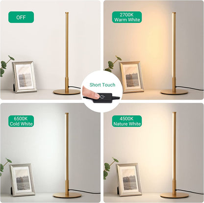 Royaleva Minimalist LED Table Lamp - 3 Color Modes, Touch Control, Energy Efficient - Black